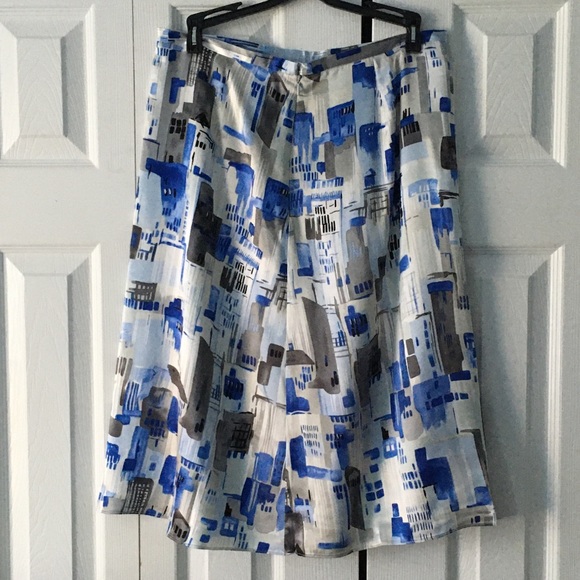 Grace Dane Lewis Blue/White Silk Skirt size 8 - Picture 2 of 8
